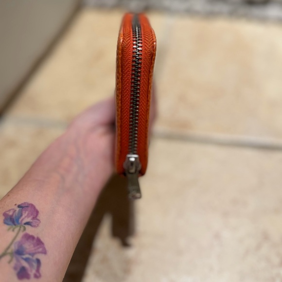 Vintage Lauren Ralph Lauren Womens Orange Pebble leather zip wallet - Picture 8 of 16